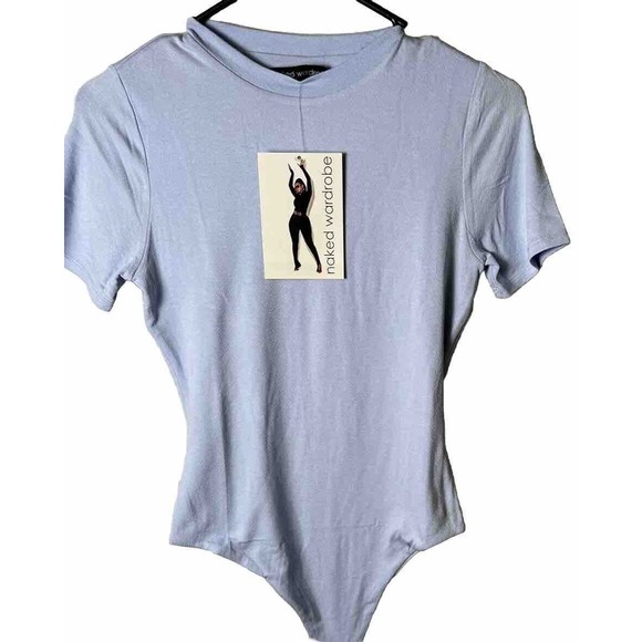 Nwt NAKED Wardrobe - Large - Short Sleeves Bodysuit‎ Light Blue - Picture 11 of 14